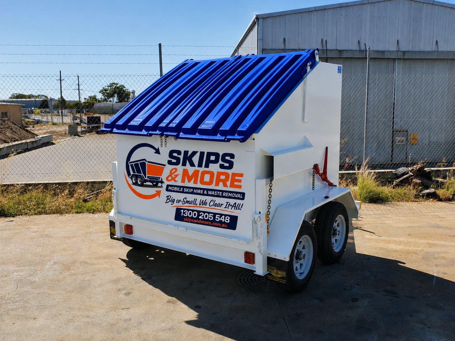 Skips & More branded mobile skip trailer